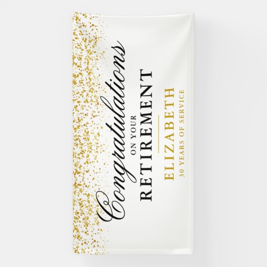 Bannière blanche Parties scintillant or de la part (Verticale)