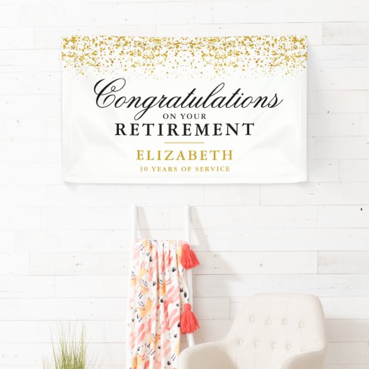 Bannière blanche Parties scintillant or de la part (En situation)