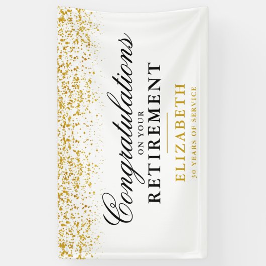 Bannière blanche Parties scintillant or de la part (Vertical)