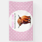 Bannière blanche rose vache Highland (Vertical)