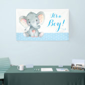 Bannière bleu Baby shower éléphant garçon (Salon professionnel)