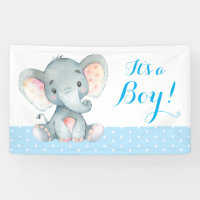 Bannière bleu Baby shower éléphant garçon