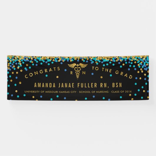 Bannière bleue et or pour la fête de graduation de (Horizontal)