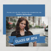 Bannière Blue Grunge Grad Invitation (Devant / Derrière)