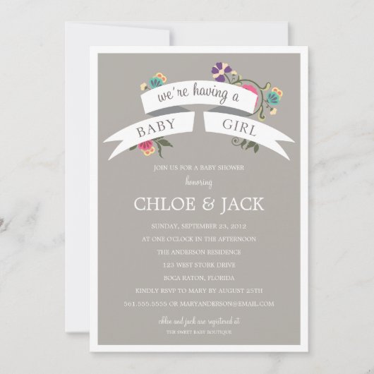 BANNIÈRE BOTANIQUE| INVITATION BABY SHOWER (Devant)