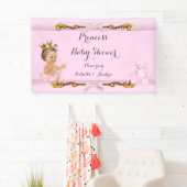 Bannière Brunette Princesse Baby Shower Rose Or (En situation)