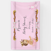 Bannière Brunette Princesse Baby Shower Rose Or (Vertical)