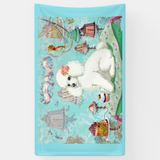 Bannière Cakes Cupcake White Poodle (Vertical)