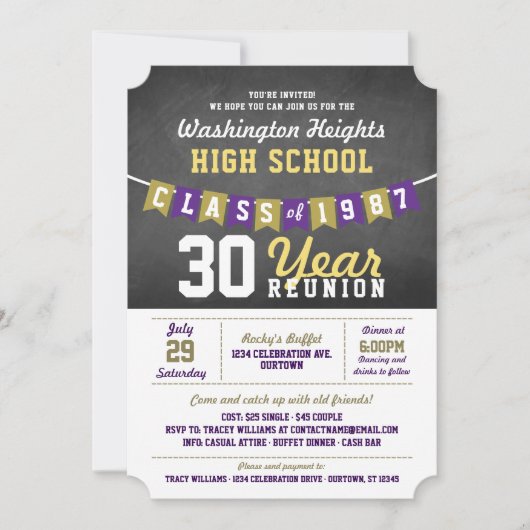 Bannière Chalkboard High School Reunion Invitation (Devant)