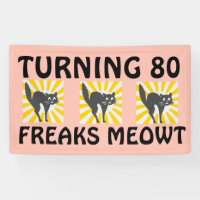 BANNIÈRE CHAT AMUSANTE 80E ANNIVERSAIRE