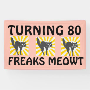 BANNIÈRE CHAT AMUSANTE 80E ANNIVERSAIRE