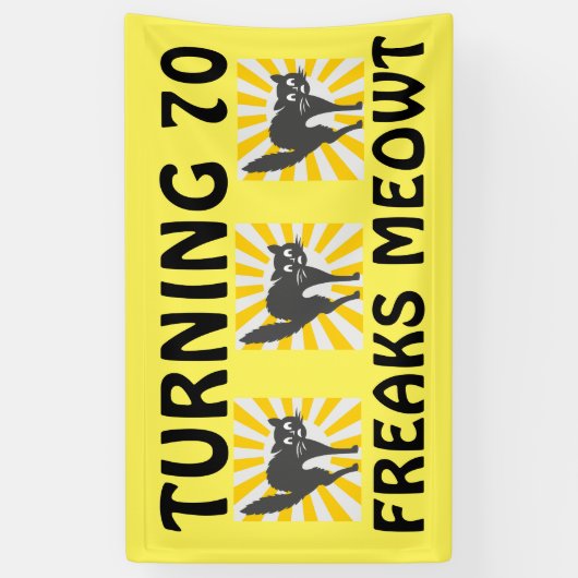 BANNIÈRE CHAT FUNNY 70E ANNIVERSAIRE (Vertical)