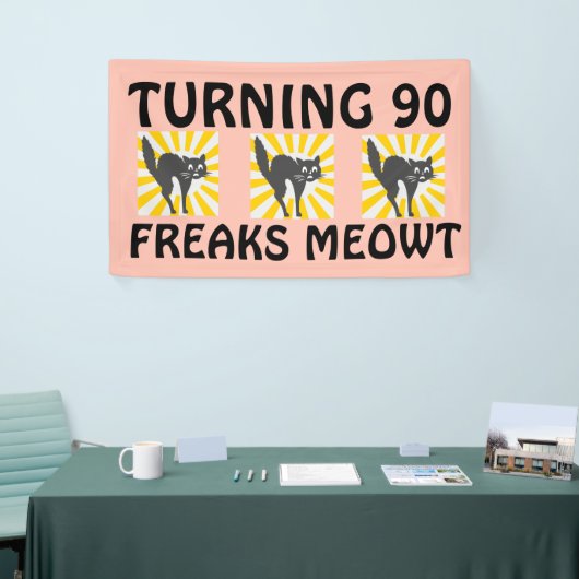 BANNIÈRE CHAT FUNNY 90E ANNIVERSAIRE (Salon professionnel)