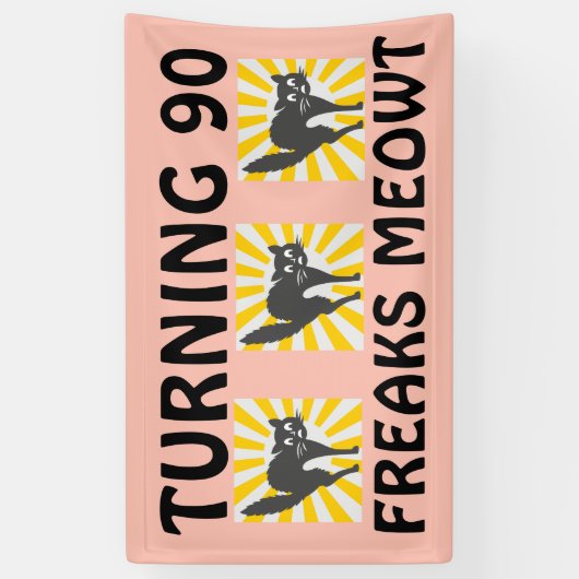 BANNIÈRE CHAT FUNNY 90E ANNIVERSAIRE (Vertical)