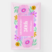 Bannière chic florale moderne rose pour 50e annive (Verticale)