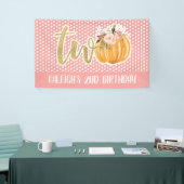 Bannière Citrouille 2e anniversaire - Chiffres ros (Salon professionnel)