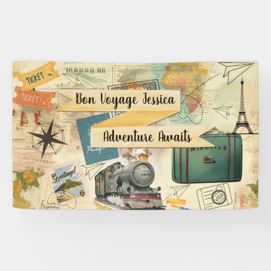 Bannière Collage Vintage voyage (Horizontal)