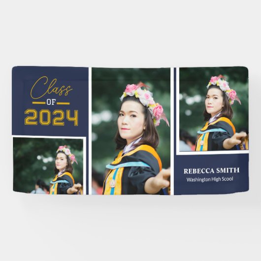 Bannière Collegiate Script Navy (Horizontal)