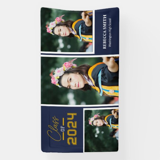 Bannière Collegiate Script Navy (Verticale)