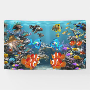 Bannière colorée de l'aquarium Fish and Coil