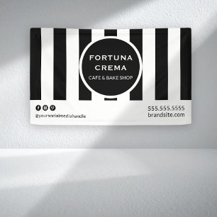Bannière commerciale rayée noir et blanc gras pour