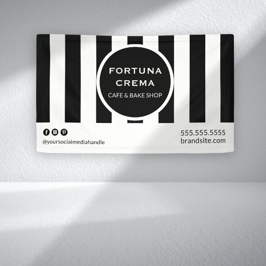 Bannière commerciale rayée noir et blanc gras pour