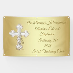 Bannière croisée d'or de baptême de baptême