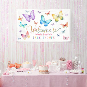 Bannière d'accueil Baby shower papillon
