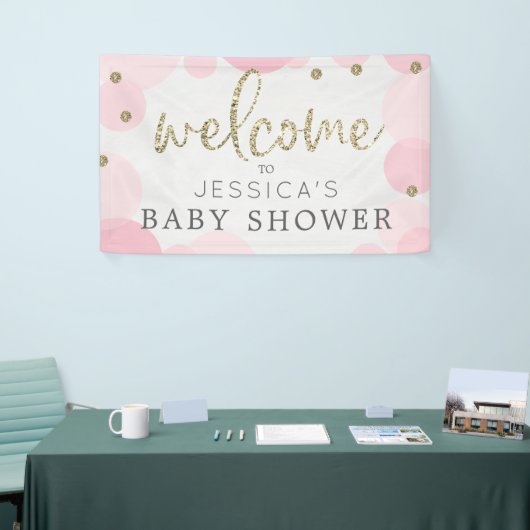 Bannière d'accueil du Baby shower Pink Polka Dot (Salon professionnel)