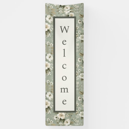 Bannière d'accueil fleuri vert Sage (Vertical)
