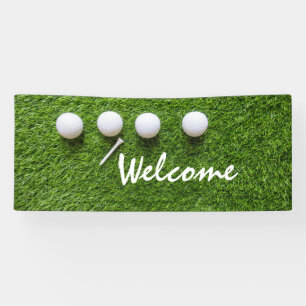 Bannière d'accueil golf balles de golf et tee-on