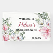 Bannière d'accueil magnolia rose blanc floral (Horizontal)