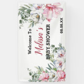 Bannière d'accueil magnolia rose blanc floral (Vertical)