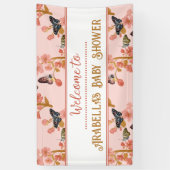 Bannière d'accueil pour Baby shower papillon rose  (Vertical)