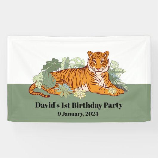 Bannière d'accueil tigre, jungle animale (Horizontal)