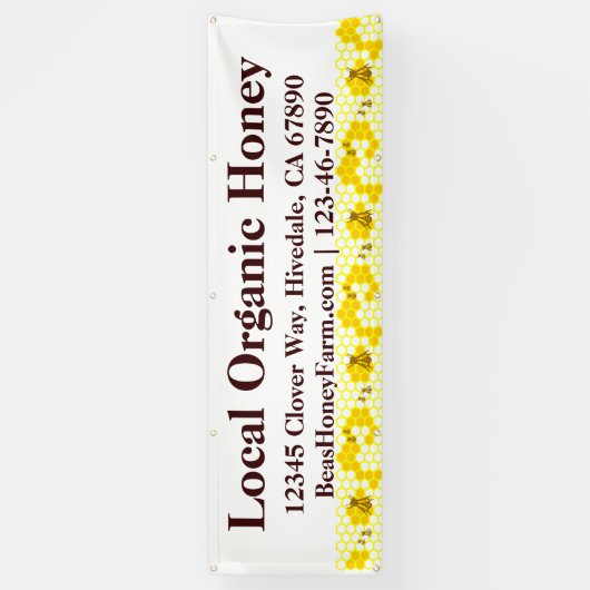 Bannière d'affichage sur mesure Bees Honey Farm 8' (Vertical)