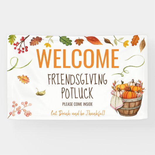 Bannière d'Affiche de bienvenue Thanksgiving Potlu (Horizontal)