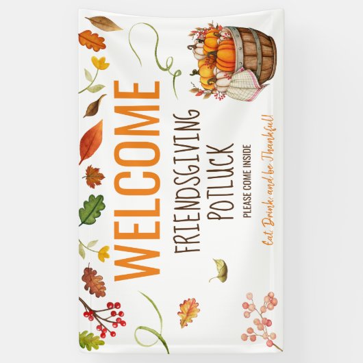 Bannière d'Affiche de bienvenue Thanksgiving Potlu (Vertical)