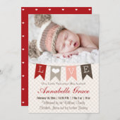 Bannière d'amour Valentine Baby Faire-part (Devant / Derrière)