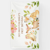 Bannière d'animaux de la forêt pour le 1er anniver (Vertical)