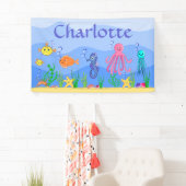 Bannière d'animaux marins mignons et amusants (En situation)