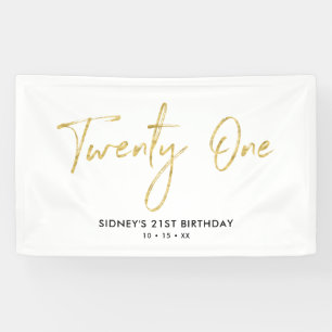 Bannière d'anniversaire 21 ans Or & Blanc