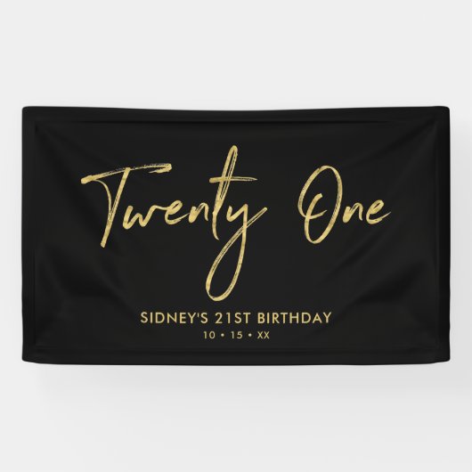Bannière d'anniversaire 21 ans Or & Noir (Horizontal)