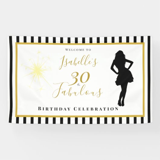 Bannière d'anniversaire 30 ans & Fabuleuse Noir & (Horizontal)