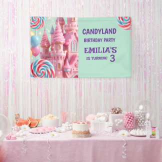 Bannière d'anniversaire 3 ans Pastel Candyland