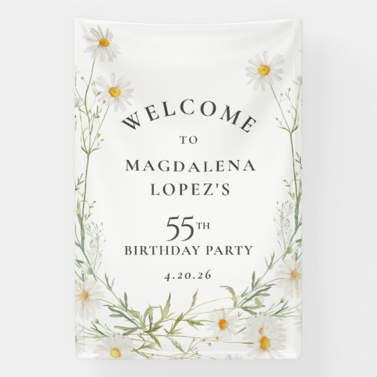 Bannière d'anniversaire 55 ans Avril Fleur de nais (Verticale)