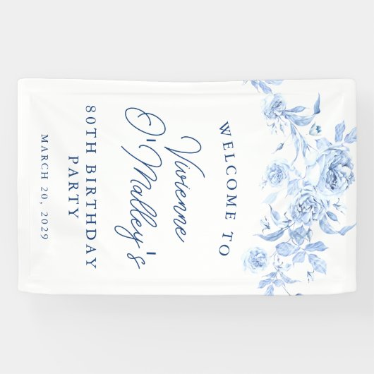 Bannière d'anniversaire 80e fête d'anniversaire Bl (Horizontal)