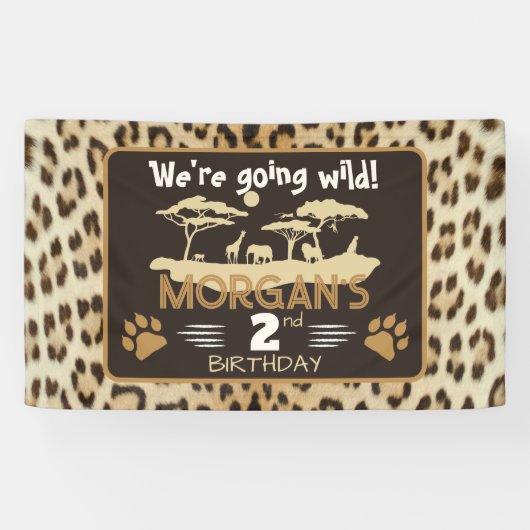 Bannière d'anniversaire à motif léopard (Horizontal)