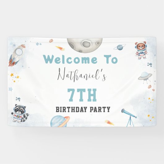 Bannière d'anniversaire à thème de l'espace (Horizontal)