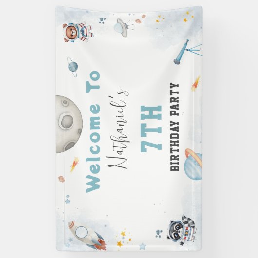 Bannière d'anniversaire à thème de l'espace (Vertical)
